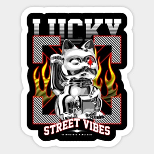 lucky cat street vibes Sticker